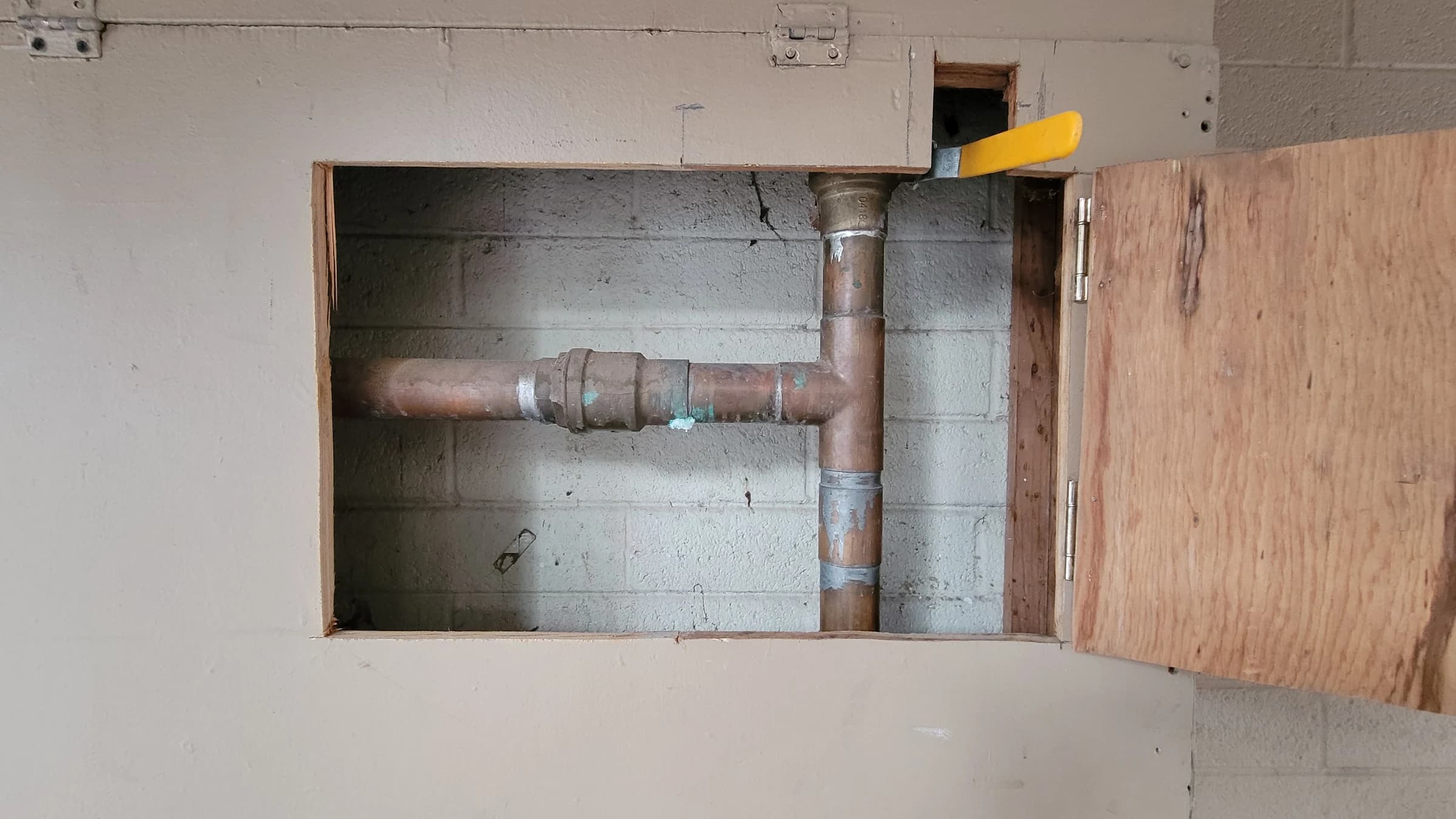 Before: Seized main shutoff replaced with a quarter-turn ball valve.