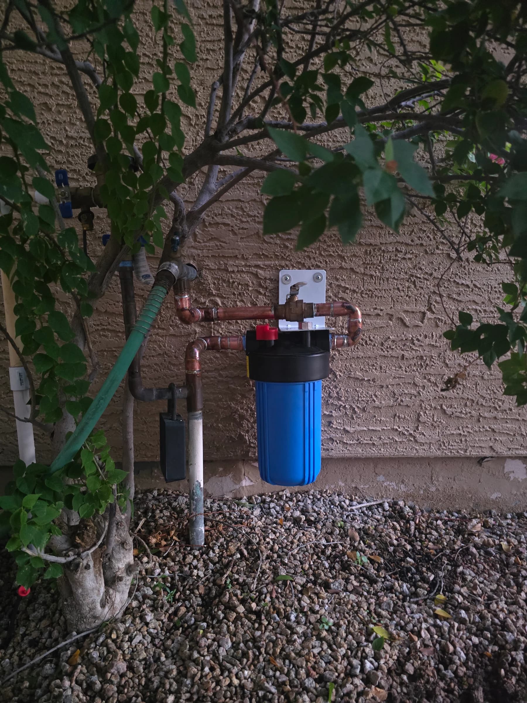 Softener plumbed into an existing garage loop.